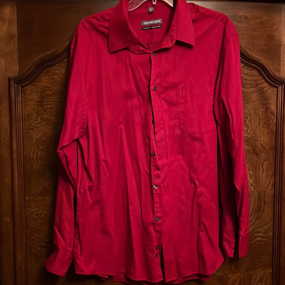 Red Geoffrey Beene Men’s Dress Shirt 18 34/35 Classic Fit